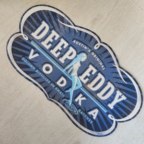 Deep Eddy Vodka Distressed Blue Metal Tin Tacker Sign Mancave Bar Decor 18X10 - Picture 2 of 3